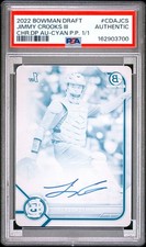 Marketplace image: 2022 BOWMAN DRAFT CHROME DRAFT PICK AUTO JIMMY CROOKS III 1/1 PSA AUTHENTIC
