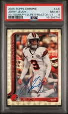 Marketplace image: 2025 TOPPS CHROME AUTO SUPERFRACTOR 1/1 #JJE JERRY JEUDY 1/1 PSA 8