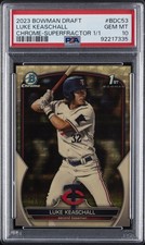 Current marketplace image for 2023 Bowman #BDC53 LUKE KEASCHALL Superfractor 1/1