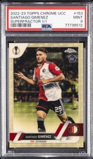 Current marketplace image for 2022 Topps Chrome #153 SANTIAGO GIMENEZ Superfractor 1/1