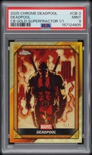 Marketplace image: 2025 TOPPS CHROME DEADPOOL COMIC BOOK GOLD SUPERFRACTOR 1/1 DEADPOOL 1/1 PSA 9