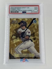Marketplace image: 2023 Bowman Chrome Draft Sapphire Selections Tommy Troy Superfractor 1/1 PSA 9