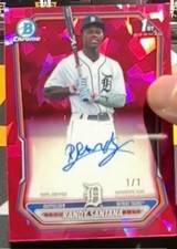 Marketplace image: Randy Santana Auto Padparadscha 1/1 2026 Bowman Chrome 1st Sapphire (Read)