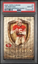 Marketplace image: 🔥🔥🔥PSA 10🔥🔥🔥2025 Topps Chrome Legends/Gridiron JOE MONTANA Superfractor /1