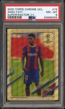 Marketplace image: 2020 TOPPS CHROME UEFA CHAMPIONS LEAGUE | SUPERFRACTOR 1/1 #15 ANSU FATI PSA 8