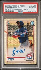 Marketplace image: 2020 Bowman Chrome Superfractor Sherten Apostel PROSPECT AUTO 1/1 #CPASA PSA 10