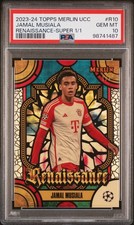 Marketplace image: 2023-24 Topps Merlin UCC Jamal Musiala Renaissance SuperFractor 1/1! PSA 10