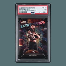 Marketplace image: 2026 Topps WWE Cosmic Chrome Roman Reigns Superfractor 1/1 Light Years LY-18 PSA