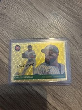 Current marketplace image for 2025 Topps Chrome Platinum Anniversary #93 Carlos Santana Superfractor 1/1
