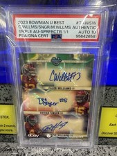 Marketplace image: 2023 Bowman U Best Caleb Williams Triple Autograph 1/1 SuperFractor PSA Auto 10