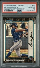 Marketplace image: Bowman 2024 Bowman Chrome Arjun Nimmala BC25-22 Superfractor Auto 1/1 PSA 10