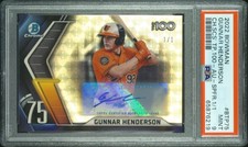 Marketplace image: 2022 Bowman Chrome Gunnar Henderson Top 100 Superfractor Auto 1/1 PSA 9 MINT