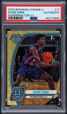 Current marketplace image for 2024 Bowman Chrome University #17 Dame Sarr Superfractor 1/1
