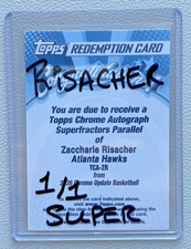 Current marketplace image for 2026 Topps Chrome #1 Draft Pick Zaccharie Risacher Superfractor 1/1
