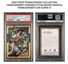 Marketplace image: Mickey Mantle Superfractor 1/1 2022 Topps Transcendent PSA 10 Chrome NY Yankees