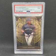 Marketplace image: 2023 Bowman Yasser Mercedes Invicta Superfractor #1/1 Twins PSA 9 Mint Prospect