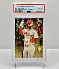 Marketplace image: 2025 Topps Chrome Update Celebracion Bryce Harper Superfractor Case Hit PSA 8
