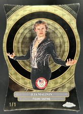 Current marketplace image for 2026 Topps Chrome #1 Malinin Chasing The Rings Superfractor 1/1