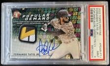 Marketplace image: 2022 Topps Pristine Fernando Tatis Jr. Popular Patch Auto SuperFractor 1/1 PSA 9