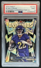 Marketplace image: 2024 Topps Finest Blake Corum Dynamos Superfractor Rookie RC #1/1 Rams PSA 9