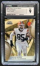 Current marketplace image for 2025 Topps Chrome #1 Black David Njoku Refractor Superfractor 1/1