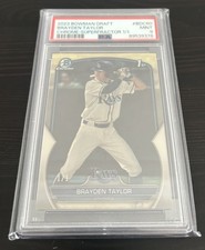 Marketplace image: 2023 Bowman Draft Chrome Brayden Taylor  SuperFractor 1/1 PSA 9