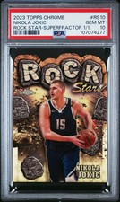 Marketplace image: 2023 Topps Chrome Rock Stars Nikola Jokic #RS10 Superfractor 1/1 PSA 10
