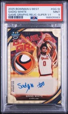 Marketplace image: 2025 BOWMAN U BEST SADIQ WHITE 1/1 GAME GRAPHS PATCH & AUTO SUPERFRACTOR PSA 9