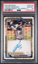 Marketplace image: 2024 Bowman Jadher Areinamo Chrome Prospect Superfractor Auto 1/1 PSA 10