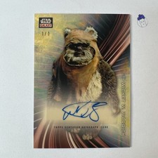 Marketplace image: 2025 Topps Star Wars Galaxy #GA-WD Wicket W. Warrick Autographs SuperFractor 1/1