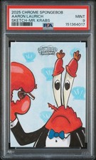 Marketplace image: Mr. Krabs Violin 2025 Topps Chrome SpongeBob Aaron Laurich Auto Sketch 1/1 PSA 9