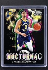 Marketplace image: 2025-26 TOPPS CHROME BLACK 1/1  Tyrese Haliburton Nocturnal