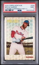 Marketplace image: 2019 Topps Heritage Chrome Bryce Harper Superfractor 1/1 PSA 9 1st Phillies Card