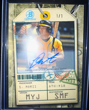 Marketplace image: Bowman Chrome S. MORII Oakland Athletics Topps Certified Auto 1/1 TRAVEL TAGS