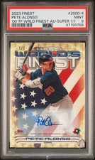 Marketplace image: 2023 Topps Finest Pete Alonso Worlds Finest USA  1/1 SuperFractor Auto PSA 9