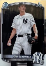 Current marketplace image for 2025 Bowman Chrome #BCP-166 Cam Schlittler Prospects SuperFractor Superfractor