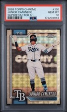 Marketplace image: 2026 Topps Chrome #130 Junior Caminero SuperFractor 1/1 PSA 10