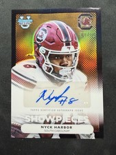 Marketplace image: 2025 BOWMAN CHROME NYCK HARBOR SP/10 JERSEY # 1/1 GOLD BLACK SELLERS 6’5 4.2 SPD