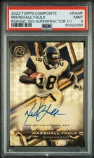 Marketplace image: 2023 Topps Resurgence Auto Marshall Faulk #RAMF Rsrgnc Superfractor 1/1 PSA 9