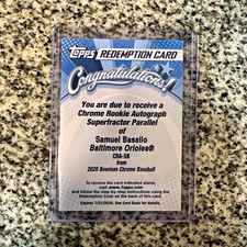 Marketplace image: 2026 Bowman Chrome Samuel Basallo Rookie Auto Superfractor Parallel Redemption