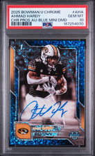 Marketplace image: 2025 TOPPS CHROME AHMAD HARDY PSA 10 ON CARD AUTO SSP /150 POP1 1/1? 1000+ YARDS