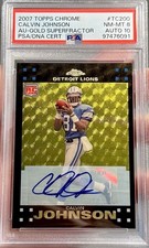 Marketplace image: Topps 2007 Chrome Calvin Johnson RC Auto Gold Superfractor PSA 8 /10 Lions