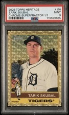 Marketplace image: 2025 TOPPS HERITAGE CHROME TARIK SKUBAL SUPERFRACTOR 1/1 PSA 9