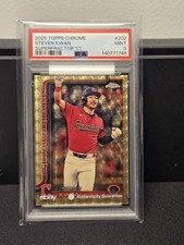 Current marketplace image for 2025 Topps Chrome #202 Steven Kwan Superfractor 1/1
