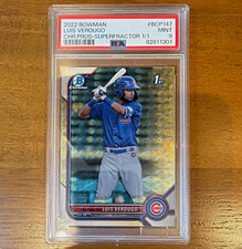 Marketplace image: Bowman 2022 Bowman Chrome Luis Verdugo BCP-147 Chrome Prospects 1/1 PSA 9