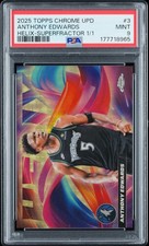 Current marketplace image for 2025 Topps Chrome #3 ANTHONY EDWARDS Superfractor 1/1