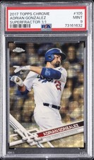 Current marketplace image for 2017 Topps Chrome #105 Adrian Gonzalez Superfractor 1/1