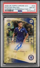 Marketplace image: TOPPS CHROME UEFA CLUB COMPETITIONS CHROME AUTOS #EW ESTEVAO WILLIAN 1/1 PSA 8
