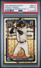 Current marketplace image for 2024 Bowman #BDC17 WOODY HADEEN Superfractor 1/1
