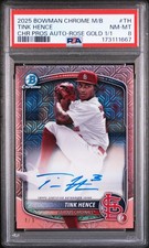 Current marketplace image for 2025 Bowman Chrome #TH TINK HENCE Superfractor 1/1
